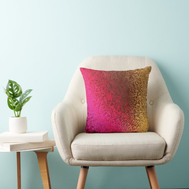 Shades of Pink and Gold Pattern Throw Pillow (Chair)