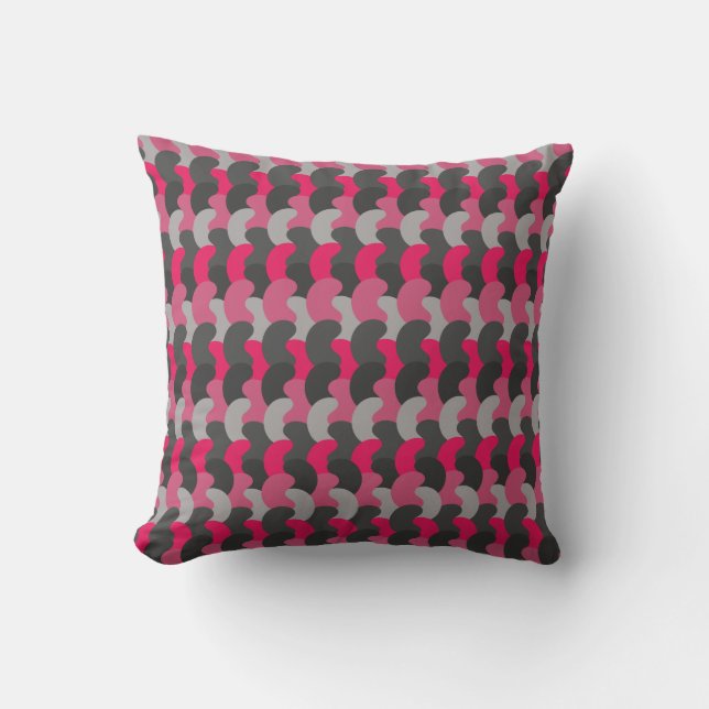 Shades of pink and grey throw pillow (Front)