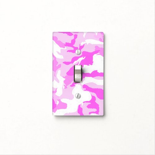 Shades of Pink and White Camouflage Light Switch Cover