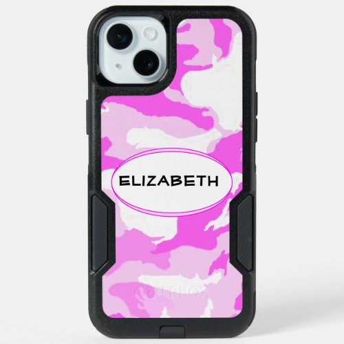 Shades of Pink and White Camouflage iPhone 15 Plus Case