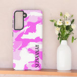 Shades of Pink and White Camouflage Samsung Galaxy S21 Case<br><div class="desc">This design features a pink and white camouflage background. Fill in the template field with your text,  remove the text or edit using the design tool to select a font style,  size,  and color you prefer.</div>