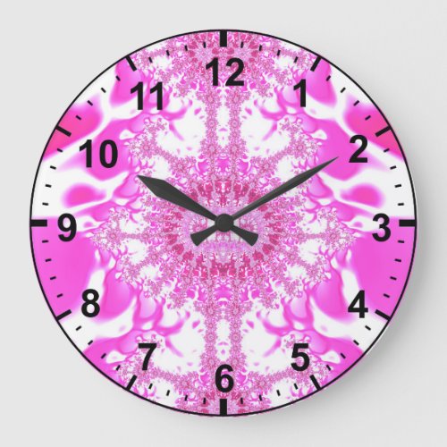 Shades of Pink and White Fractal  Large Clock