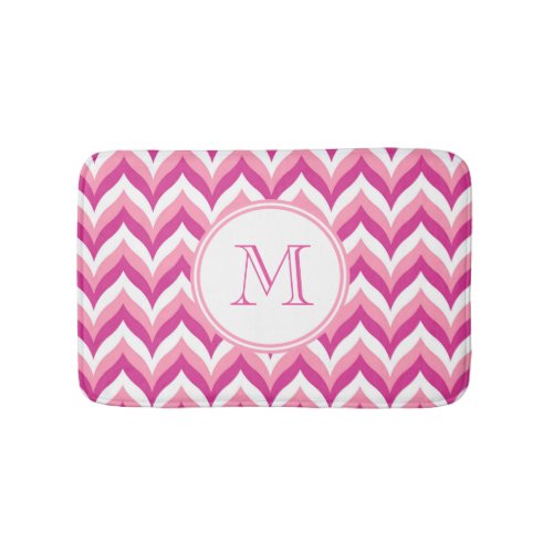 Shades Of Pink And White Zigzag Chevron Pattern Bath Mat