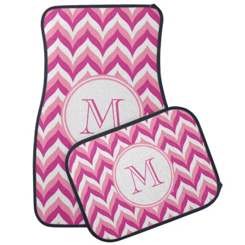 Shades Of Pink And White Zigzag Chevron Pattern Car Mat
