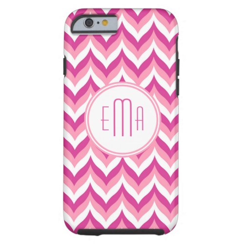 Shades Of Pink And White Zigzag Chevron Pattern Tough iPhone 6 Case