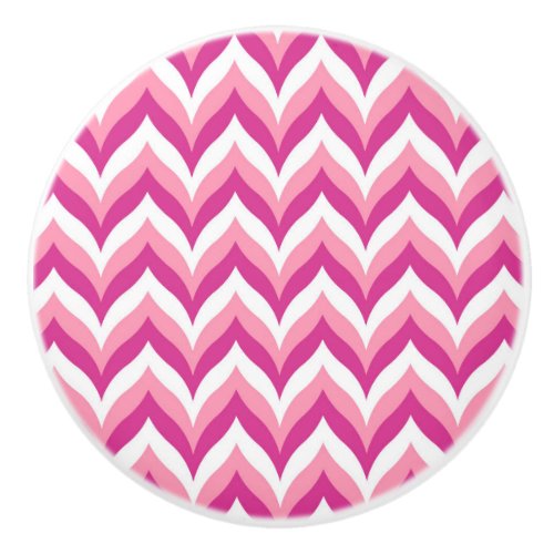 Shades Of Pink And White Zigzag Chevron Pattern Ceramic Knob