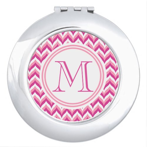 Shades Of Pink And White Zigzag Chevron Pattern Compact Mirror