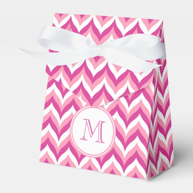 Shades Of Pink And White Zigzag Chevron Pattern Favor Boxes (Front Side)