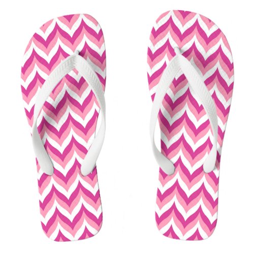 Shades Of Pink And White Zigzag Chevron Pattern Flip Flops