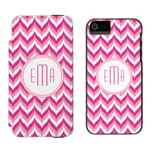 Shades Of Pink And White Zigzag Chevron Pattern iPhone SE55s Wallet Case