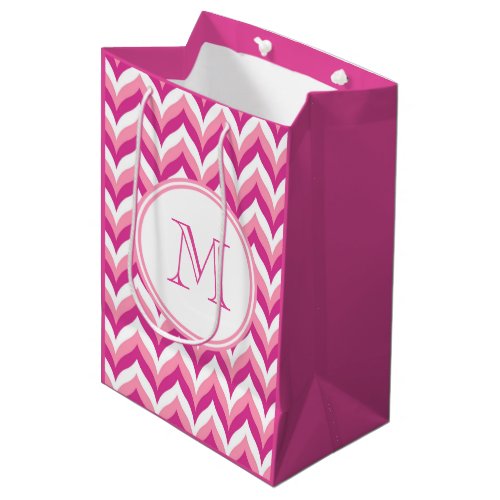 Shades Of Pink And White Zigzag Chevron Pattern Medium Gift Bag