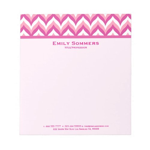 Shades Of Pink And White Zigzag Chevron Pattern Notepad