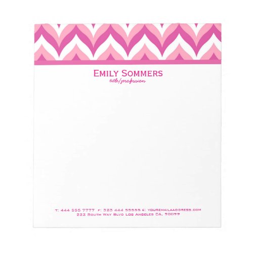 Shades Of Pink And White Zigzag Chevron Pattern Notepad