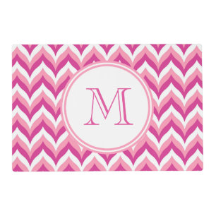Shades Of Pink And White Zigzag Chevron Pattern Placemat