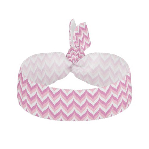 Shades Of Pink And White Zigzag Chevron Pattern Ribbon Hair Tie