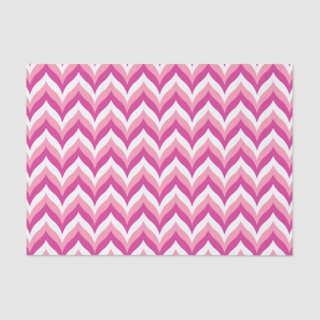 Shades Of Pink And White Zigzag Chevron Pattern Tissue Paper (Front)