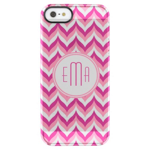 Shades Of Pink And White Zigzag Chevron Pattern Clear iPhone SE55s Case