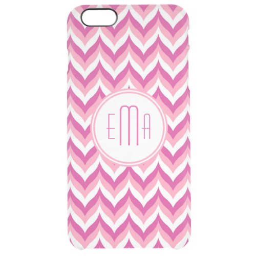 Shades Of Pink And White Zigzag Chevron Pattern Clear iPhone 6 Plus Case