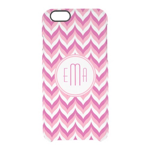 Shades Of Pink And White Zigzag Chevron Pattern Clear iPhone 66S Case