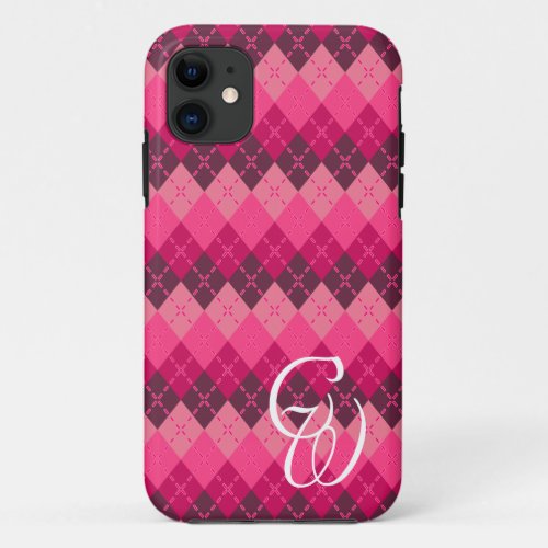 Shades of Pink Argyle Sporty Preppy iPhone 11 Case