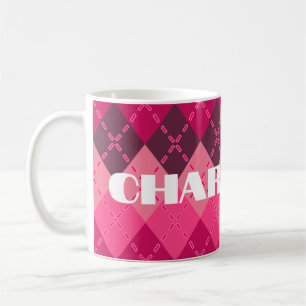Shades of Pink Argyle Sporty Preppy Coffee Mug