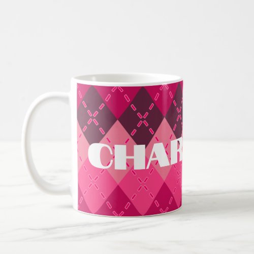 Shades of Pink Argyle Sporty Preppy Coffee Mug