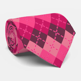 Shades of Pink Argyle Sporty Preppy Neck Tie