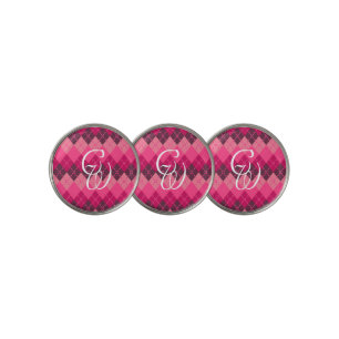 Shades of Pink Argyle Sporty Preppy Personalized Golf Ball Marker