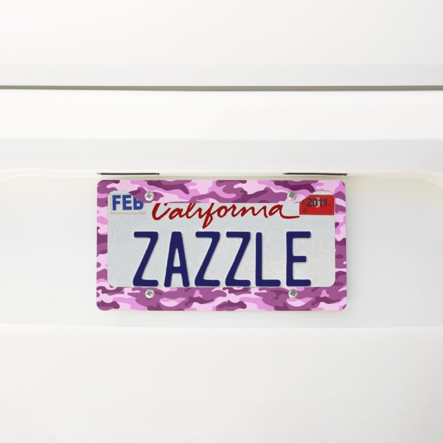 Shades of Pink Camouflage Style  License Plate Frame (On Car)