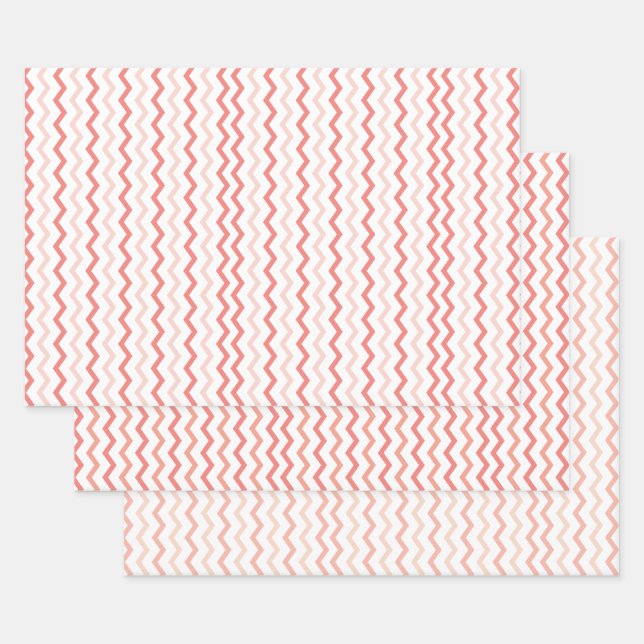 Shades of Pink Chevron Pattern Modern Wrapping Paper Sheets (Set)