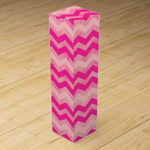 Shades of Pink Chevron Zigzag pattern Wine Gift Box