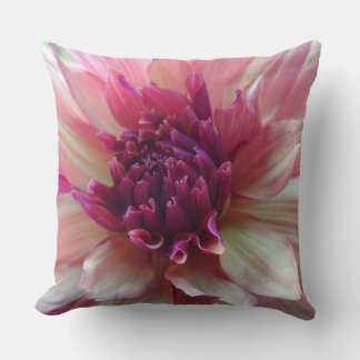 Shades of Pink Dahlia Close Up Throw Pillow