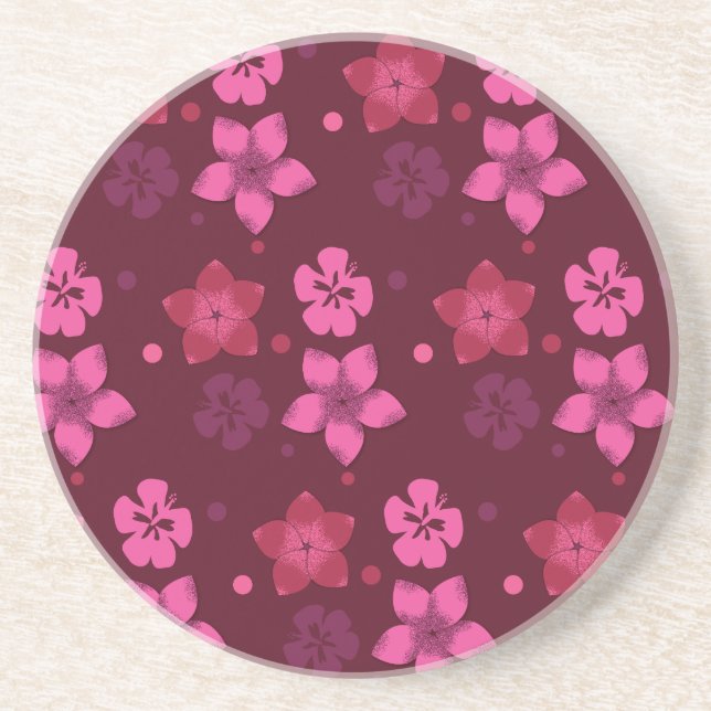 Shades of Pink Hawaiian Print Coaster (Front)
