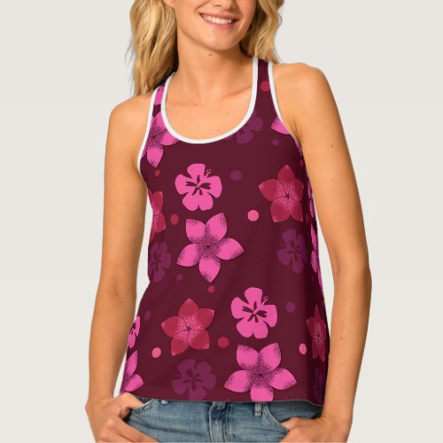 Shades of Pink Hawaiian Print Ladies Tank Top