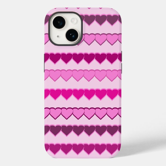 Shades of Pink Heart Rows Case-Mate iPhone Case (Back)