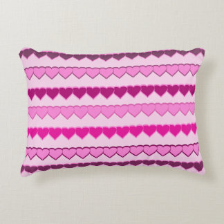Shades of Pink Heart Rows Decorative Pillow
