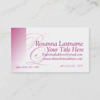 Shades Of Pink Monogram Personal Business Card by businesstops at Zazzle