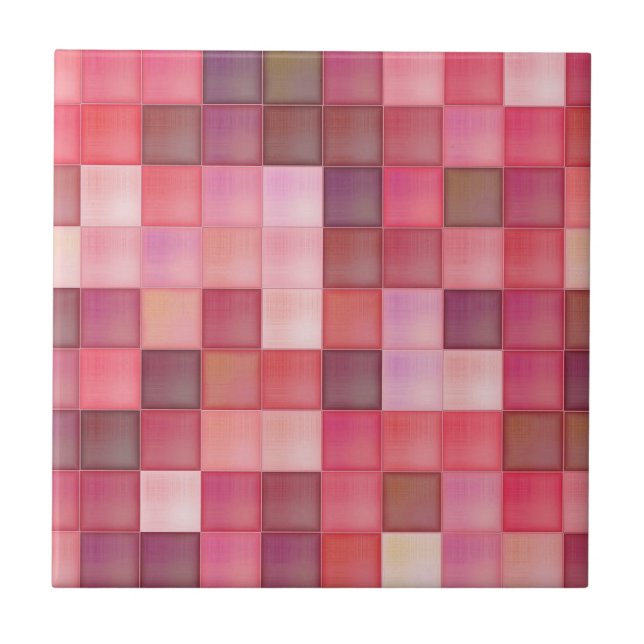 Shades of Pink Mosaic Tiled Pattern Ceramic Tile (Front)