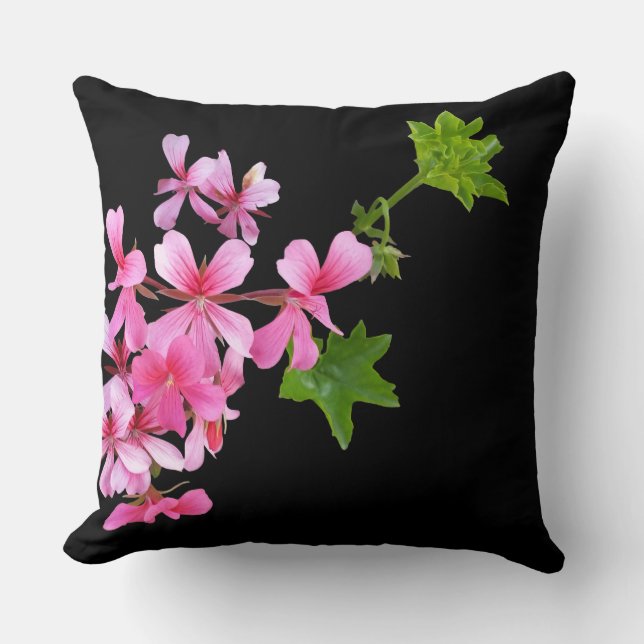 shades of pink on black throw pillow (Front)