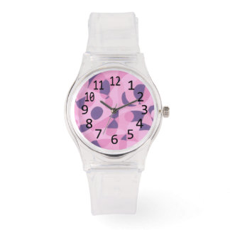 Shades of Pink Purple Abstract Shapes Number Watch
