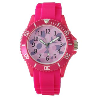 Shades of Pink Purple Abstract Shapes Number Watch