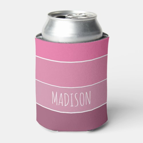 Shades of pink rose custom personalized can cooler