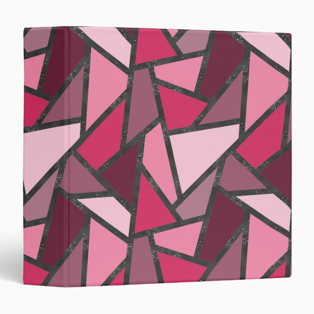 Shades of pink stained glass pattern 3 ring binder (Front/Spine)