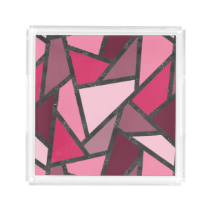 Shades of pink stained glass pattern acrylic tray