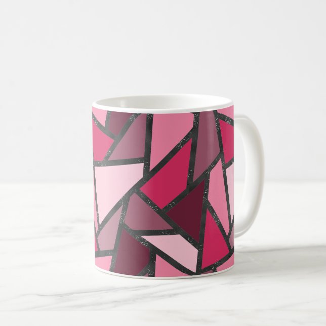 Shades of pink stained glass pattern coffee mug (Front Right)