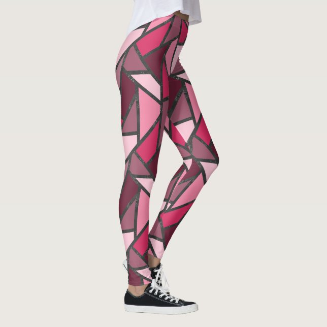 Shades of pink stained glass pattern leggings (Right)
