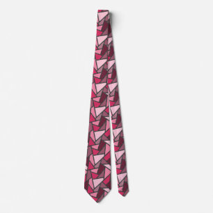 Shades of pink stained glass pattern neck tie