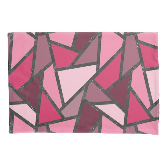 Shades of pink stained glass pattern pillow case (Front)