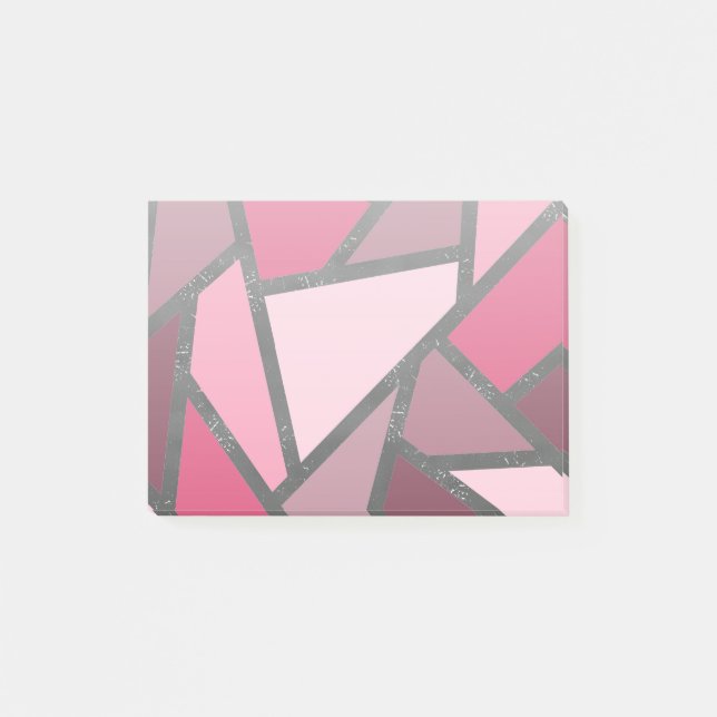 Shades of pink stained glass pattern post-it notes (Front)