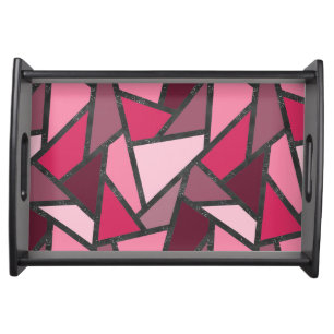 Shades of pink stained glass pattern serving tray